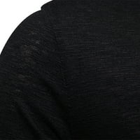 Мъже с дълъг ръкав разчистен риза Небрежен пуловер с дълъг ръкав кръгла шия мъжки тениска блуза на открито черен размер xl