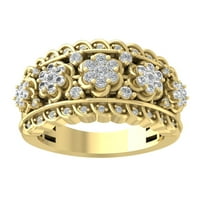 Araiya 10K Жълто злато диамант Половин вечният пръстен, размер 9.5