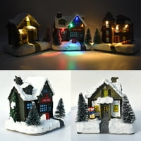 Стигер смола коледна снежна сцена селски къщи град с LED лека батерия работи Коледна орнатна подарък