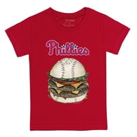 Детска мъничка тениска на червената рапица Филаделфия Филис бургер тениска