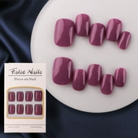 Кратки кръгли фалшиви нокти Стилен солиден цвят нокти за начинаещи на изкуството на ноктите Практикувайте