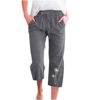Kiplyki Wholesale Womens Capris Printing Elastic Loose Pants Прави широки панталони за крака с джоб