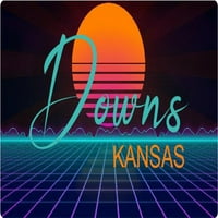 Downs Kansas Vinyl Decal Stiker Retro Neon Design