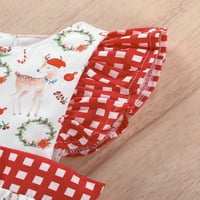Canrulo Baby Girl Christmas Sisters Съответстващи дрехи Xmas Elk Deer Print Fly Luse
