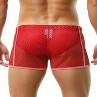 Bomotoo Men Summer Short Pants Виж през дъното ниска талия мини панталони салони за бельо за бельо боксер къси панталони червени m