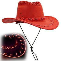 Sprifallbaby Western Cowboy Hats for Women Men Запалват шапка за каучурка за сватбени карнавал Rave Party Accessories Accessories
