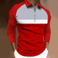 Мъжки ризи отпечатани ежедневни дълъг ръкав ревера Тениски цип Стойка яки ризи За Мъже Есен Блузи