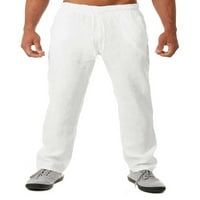 Мъже плюс размер Плътен цвят Еластична талия панталони леки панталони Мулти-джобни панталони ежедневни Пълна дължина панталони