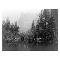 ок. Снимка на Sentinel с езеро и дървета на преден план, Yosemite