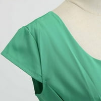 BadyMincsl Fashion Women Zipper V-Neck Solid Color Falling Swing рокля с къс ръкав