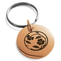 Неръждаема стомана kawari katabami edamaru kamon crest гравиран малък медальон кръг чар ключодържател ключодържател