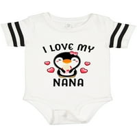 Inktastic обичам моята Нана със сладък пингвин и сърца подарък бебе момиче боди