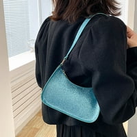 Дами модна солидна цветна пайети Кожена чанта за рамо метална чанта за обяд с чанта с рамо с рамо