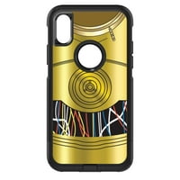 DistrentInc Custom Skin Decal, съвместим с Otterbo Commuter за iPhone XS - C3PO, вдъхновено от злато с проводници