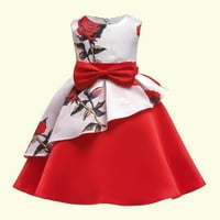 RealhomeLove 3-9t цветя момиче сватбена рокля за рокля за малко дете Флорални печат Официални рокли Деца Специален повод рокля