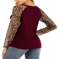 Жени с дълъг ръкав леопардов принт туника топове блуза хлабав шезлонг облекло пуловер тениска ликьор 5хл