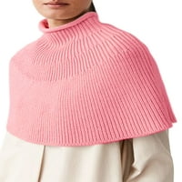 Дами шал джъмпер върхове уютен шик пуловер с висока яка подрязан есен пуловер плетен пуловери розово m