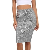 Aayomet дълги поли за жените есента на жените зима A-line Swing Pleact Long Maxi Wool Skirt, Silver XL