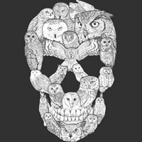 Скешови сова череп мъжки въглен сив графичен тройник - дизайн от хора l