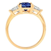 2.82 КТ смарагд нарязани синьо симулиран танзанит 18К жълто злато годишнина годеж камък пръстен размер 7.25