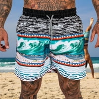 Lilgiuy Мъжки плаж къси панталони Модна лятна цветна печат Комфортно плуване стволове