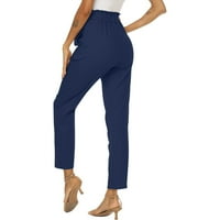 Xihbxyly спално бельо за жени женски панталони памучни спално бельо дълги салони панталони с теглене на еластични панталони на талията с джобове, сини, мълнии 1