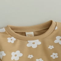 Calsunbaby Toddler Baby Girl Fall Clothes Flower Print Tops Tops Еластични панталони на талията 0-3t