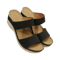 Женски обувки Лято жени дебели долни склони обувки Плажни сандали римски ежедневни чехли черни