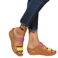 Jikolililili женска дамска платформа colorblock ежедневни римски чехли клин коригиращи сандали дамски обувки широка ширина приплъзване на лятна сделка