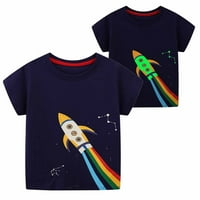 Тениски одеерби тениски момчета новост светещи тениски карикатури на анимационни дрехи бебешки дрехи мода отпечатана кръгла шия с къс ръкав тениска тениска флот