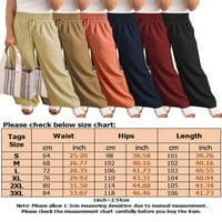 Niuer жени средна талия с твърд цвят шезлонги Дами торбисти панталони Дръпкане ежедневно износване на еластични панталони за талия