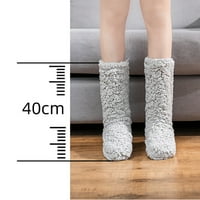 Зимни плюшени чорапи плътни цветни дълги чорапи дебели закрити чорапи с двойно слово сгъстяване на закрито обувки