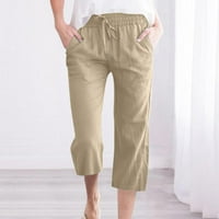 Хомесгеника летни скраб панталони за жени ШЛ Мода Дамски ежедневни Плътен цвят еластични свободни панталони прави широк крак панталони с джоб