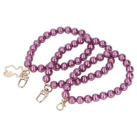 Перлена гривна, перлени мъниста нишки лъскави кръгли метални закопчалки за ключова верига за кола за чанта лилаво
