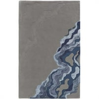 Homeroots ft. Сив таупе и синя вълна абстрактно ръчно ръчно ръчно изработена правоъгълна зона килимче