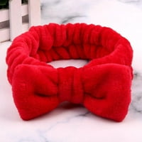 Pure Color Coral Rleece Bow Hair Band Лице за измиване на косата еластична L2G E9P1