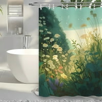 Растителна акварелна дива цветна полиестерна тъкан завеса за душ за баня домашен хотел апартаменти Декорация с куки - 35 W 71 L - C