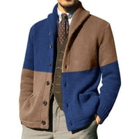 Мъжки модни цветни блокиращи бутон Кардиган Пуло пуловери за мъже цип
