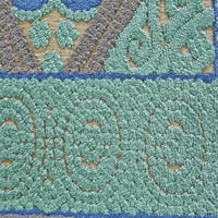 Бахари лъскав текстуриран килим, морско зелено ярко кобалт, 2 фута-6 инча 8 фута, бегач