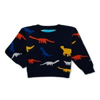 Деним Бей малки момчета плетени динозавър Пуловер, размери 12м-5т