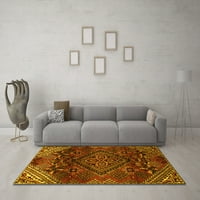 Ahgly Company Machine Pashable Indoor Round Персийски жълти традиционни килими, 6 'кръг