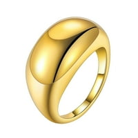 BAOCC аксесоари Dome Dorme Rings Gold Plated Подредени дебели ленти пръстени за жени пръст минималистични бижута Размер на размера на размера на злато 8