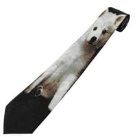 Мъжко бяло кученце редовна дължина новост вратовръзка на шията