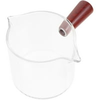 Многофункционална стъклена еспресо чаша дървена дръжка млечна чаша топлина устойчива на мляко чаша