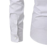 Мъжка риза с дълъг ръкав ежедневни Плътен цвят Бутон Яка мъжка блуза