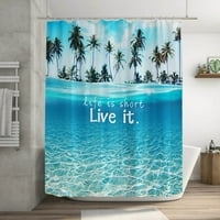 Ploknplq душ завеса душ завеса облицовка Ocean Beach Print 70* 70in с куки баня Тежка странична машина Завеси за миене 180* E