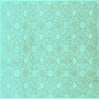 Ahgly Company Indoor Square Oriental Light Blue Traditional Area Rugs, 5 'квадрат