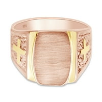 Кръстосан пръстен с два тона в 14K розово злато над стерлингово сребро, размер на пръстена 8