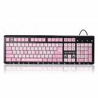 Кабелна клавиатура розово, тънка сладка анимационна ергономична професионална игрална клавиатура за домашен офис лаптоп черно розово