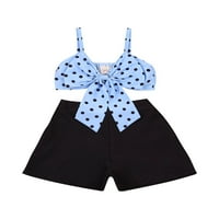 Canrulo Toddler Girl Polka Dots Outfit без ръкави за безпроблемно жилетка за резервоар + свободни шорти летни дрехи син черно 5- години
